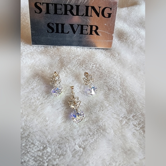 Sterling Silver Earrings And Pendant - Picture 1 of 4